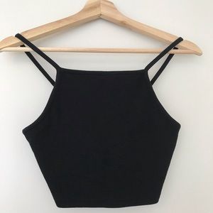 Black stretch crop top